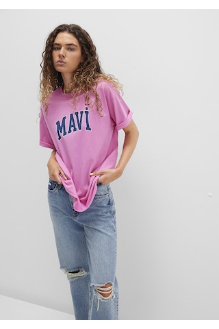 Mavi - Mavi Logo Baskılı Pembe Tişört 1600843-71033 Pembe