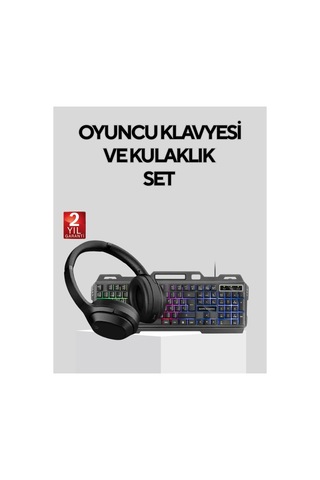 Set Işıklı Klavye Mouse + Bluetooth 5.2 Kulaklık Paketi - Hs08378296-1472 Renkli