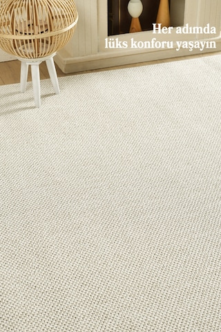 Modern Halı Sisal Bukleli Halı Krem Halı Salon Halısı Oturma Odası Halısı Koridor Halısı Yolluk Krem