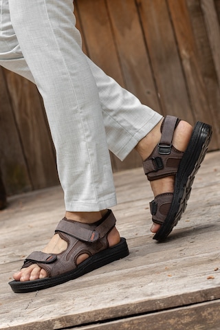 D2026 Günlük Ortopedik Confort Erkek Sandalet Kahverengi