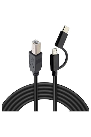 Type C + Micro Usb Yazıcı Printer Piyano Midi Bağlantı Kablosu