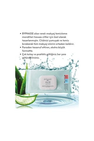 Byphasse Aloe Veralı Makyaj Temizleme Mendili Hassas Ciltler 40'lı
