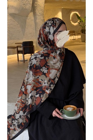 Qalortex Scarf Pamuklu Garden Desen Şal-taba