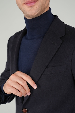 Bisse Comfort Fit Lacivert Mono Yaka Çift Yırtmaçlı 6 Drop Yün Erkek Ceket Pck24k24209 D39 Lacivert