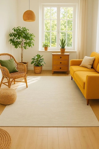 Modern Halı Dekoratif Kilim Krem Renk