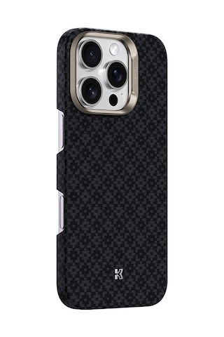 Apple Uyumlu iPhone 16 Pro Max Kılıf M-safe Özellikli Benks Armorair Armorgrid Serisi Kevlar Kapak Siyah Siyah