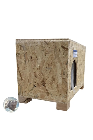Reyo Kedi Evi Dış Ortam Uygun Ahşap Kedi Evi Osb 61 x 41 x 36 CM CAT48