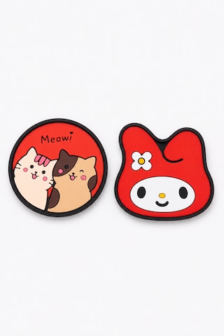 Kemboss Tavşanlı Ve Meowi Silikon Bardak Altlığı Seti 4'lü Kaymaz Isıya Dayanıklı Coaster Çok Renkli