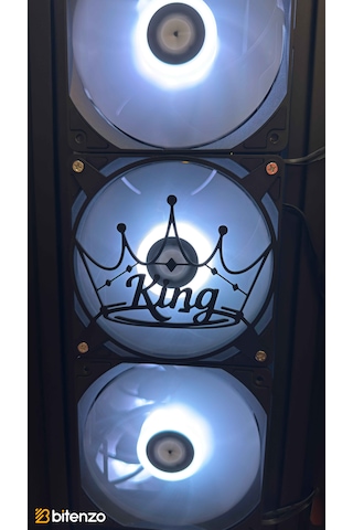Kral Tacı "king" Yazılı 120x120 Mm Oyun Pc Aksesuarı, Masaüstü Bilgisayar Fan Kapağı Siyah