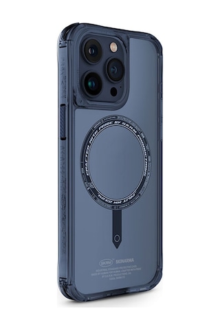 Apple Uyumlu iPhone 15 Pro Max Kılıf Skinarma Airbag Tasarımlı Magsafe Şarj Özellikli Saido Kapak Mavi