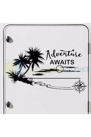 Macera Bekliyor Pusula Ağaç Karavan Oto Sticker Yapıştırma Etiket