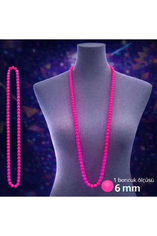 Neon Pembe Boncuk Kolye 80 Cm Retro 80 Ler 90 Lar Parti Aksesuarı " 17207103