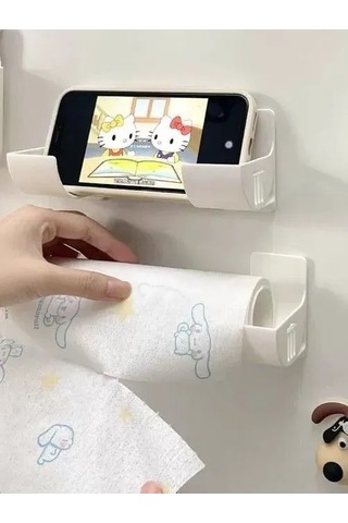 Kangvka Plastik Mutfak Çantı Tutucu Seti 4 Adet - Fantezi Folyo, Kağıt Ve Sıvama Çubuğu İçin Duvar Montajlı Organizatör Beyaz