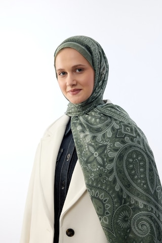 Mirsoy Scarf Mirayze Etnik Desen Şal Zeytin Yeşil
