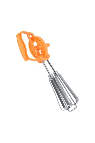 Geeroyoo Stainless Steel El Döndürmeli Çift Başlı Elle Kek Hamuru, Yumurta Ve Yağ Karıştırıcı - Otomatik Rotasyonlu, Dayanıklı, Turuncu Turuncu