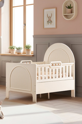 Mdf Beşik, Athena Büyüyen Beşik 90x130 - 1 Adet 90x130 Comfort Yatak Beyaz