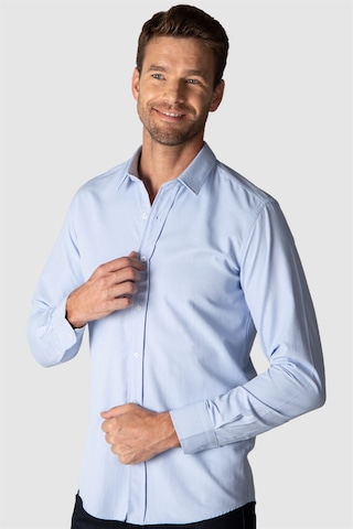 Tudors Modern Slim Fit Dar Kesim Armürlü Erkek Gömlek MD220004-1000 Mavi