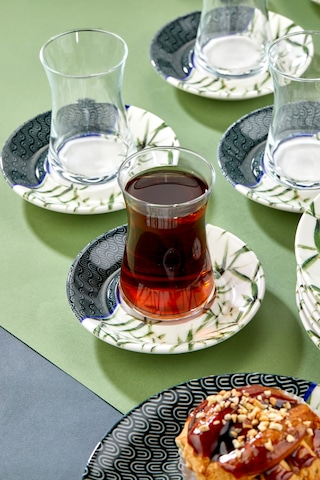 Cooker 18 Parça Porselen Tatlı Pasta Takımı İkram Çay Seti 6