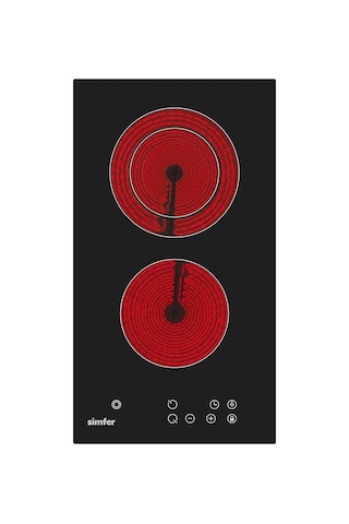 Simfer 3370 Domino Ankastre Vitroseramik Ocak 2E Siyah