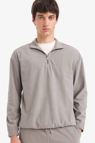 Defacto Boxy Fit Dik Yaka Fermuarlı Kadife Sweatshirt E9364ax25augr454 Gri
