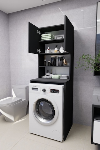 Verani Çamaşır Makinesi Dolabı Banyo Kiler Çift Kapaklı Arkal... Antrasit