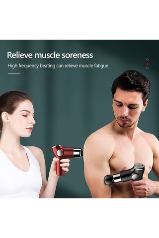 Fortunelane Kırmızı Mini Fasyal Elektrikli Masajcı - 32 Seviye Kas Masajı, 4 Farklı Uç, 45db Sessiz Motor, 15 Dakika Otomatik Kap Kırmızı