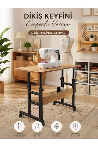 Tekerlekli Dikiş Makinesi Sehpası Ayarlanabilir Çok Amaçlı Çalışma Masası 80x40 Cm Atlantik Çam Tekerlekli Dikiş Makinesi Sehpası Ayarlanabilir Çok Amaçlı Çalışma Masası 80x40 Cm Atlantik Çam