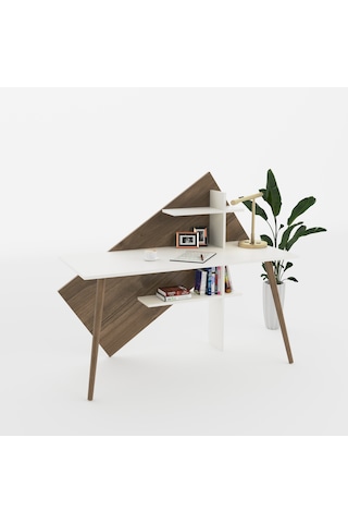 Lagomood Rüzgar Çalışma Masası Beyaz Ceviz Beyaz - Ceviz