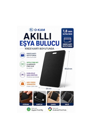 Akıllı Cüzdan Bulucu Kredi Kartı Boyutunda Aircard Kablosuz Şarj Apple Uyumlu & Android Ok110