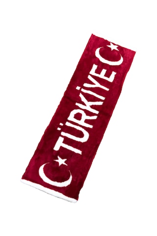 Türkiye Baskılı Kırmızı Beyaz Pelüş Torpido Koruma Örtüsü Kırmızı