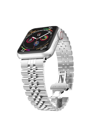 Ally Apple Watch 7-8 41mm 6-5-4 40mm Kayış Kordon Paslanmaz Çelik 3-2-1 38mm- 5775