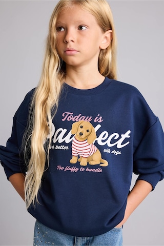 Defacto Relax Fıt Bisiklet Yaka Hayvan Desenli Sweatshirt Kız Çocuk I4159a826aunv244 Lacivert-nv244