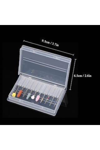 Hangfox Tungsten Çelik Tırnak Taşlama Uçları Seti 10 Adet - 2.35mm Çaplı Fırçalarla Manikür Polisaj Ve Temizleme Aleti Depolama Kutusu İçerir