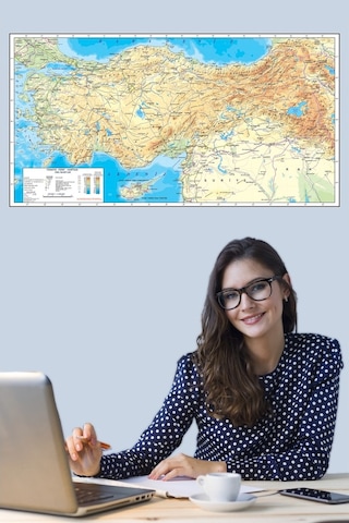Türkiye Fiziki Haritası Dekoratif Türkiye Haritası Akıllı Kağıt T