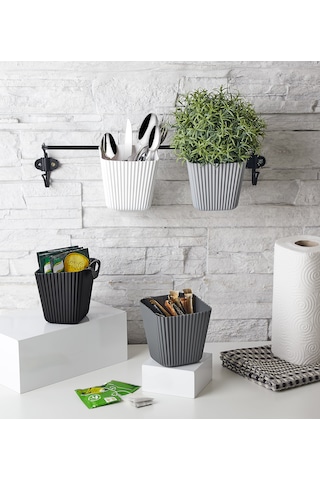 Gri 2 Adet Asılabilir Çok Amaçlı Mini Organizer Düzenleyici 11x11 Koyu Gri