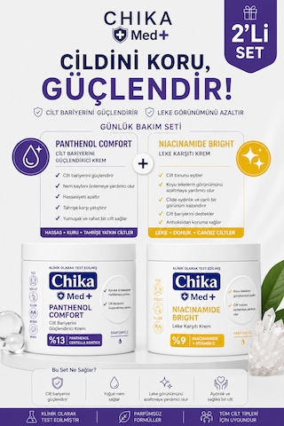Chika Med + Panthenol Comfort & Niacinamide Bright - Anne & Bebek Onarıcı Ve Aydınlatıcı 2'li Cilt Bakım Seti