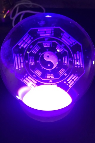 3d Led Işık Cam Küre Çok Renk Gece Lambası Yin Yan 8 Cm Mega Boy Çok Renkli