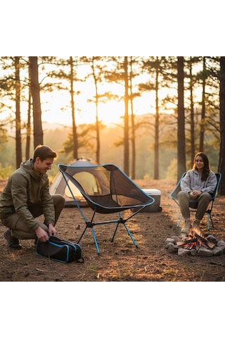Funky Chaırs Ultralight 900 Gr Alüminyum Katlanır Kamp Sandalyesi - Mavi Siyah