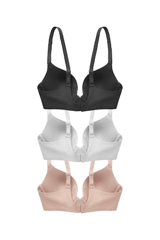 Cottonhill Seamless Bra - Wired Lazer Kesim Dikişsiz Balenli Kadın Sütyen 3'lü Paket Çok Renkli