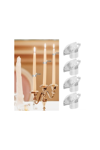 Shineyee 4'lü Demir Mum Söndürücü, Otomatik Ateş Söndürme Fonksiyonu, Ev Dekoru Ve Doğum Günü Mumları İçin Güvenli Korumalı Aksesuar Gümüş Rengi