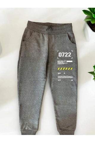 Zekids Erkek Çocuk Run Your City Yazılı Eşofman Alt-14208 Gri