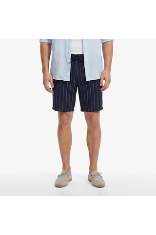 Nautica Erkek Lacivert Regular Fit Çizgili Keten Şortçizgilib65104t