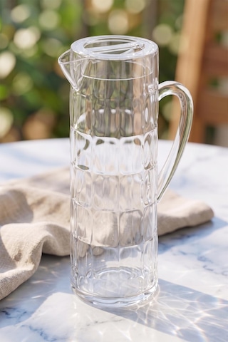 Akrilik Allegra Şeffaf 7 Parça Kadeh & Su Meşrubat Kahve Yanı Bardağı 450 Ml Ve Akrilik Allegra Şeffaf 1,5 Lt Sürahi Cam Değildir