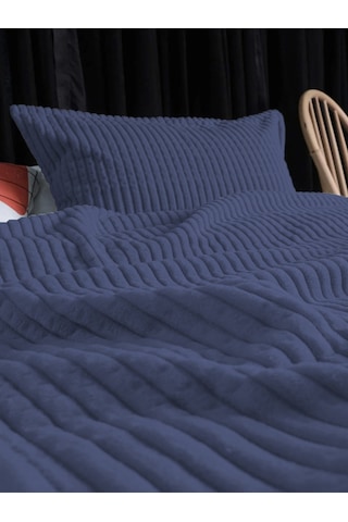 Merinos Modern Line 2 Parça Tek Kişilik Battaniye Seti - Lacivert Lacivert