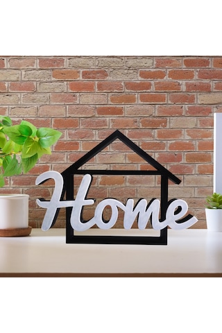 Biyoplastik Retro Home Yazısı Home Yazılı Dekoratif Obje,dekoratif Home Siyah-beyaz Biblo Dekor