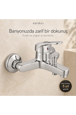 Sardıcı Krom Banyo Bataryası Seti Kare El Duşu 150 Cm Spiral Ve Dirsek Takımı Batarya