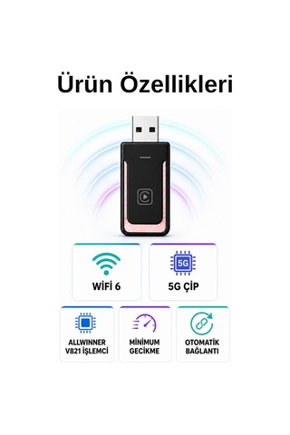 Solvis Kablosuz Carplay & Android Auto Adaptörü / Kablosuz Carplay, Android Auto