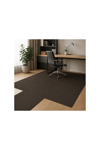 Karo Halı Modüler Yer Halısı Ev Ofis Oda Salon Koridor Antre Zemin Kaplama 50x50 Cm Kahverengi