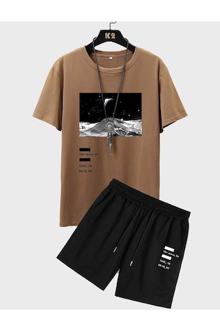 T-shirt Şort Vizon Siyah Alt Üst Kombin Vizon Siyah