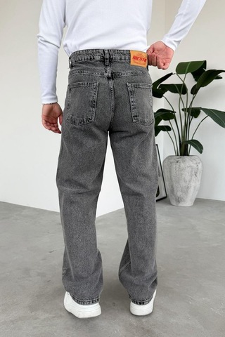 Dokulu Gri Soft Degrade Basic Regular Pantolon Dokulu Gri